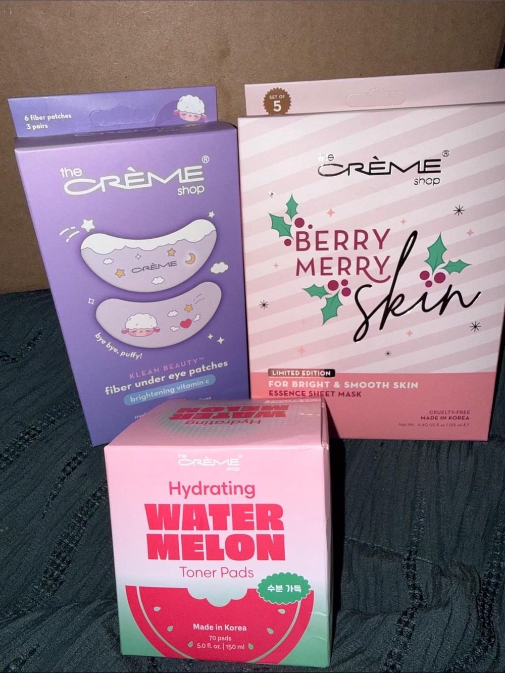 The Crème Shop BundleHydrating Watermelon Toner Pads,Under Eye Patches,FaceSheet